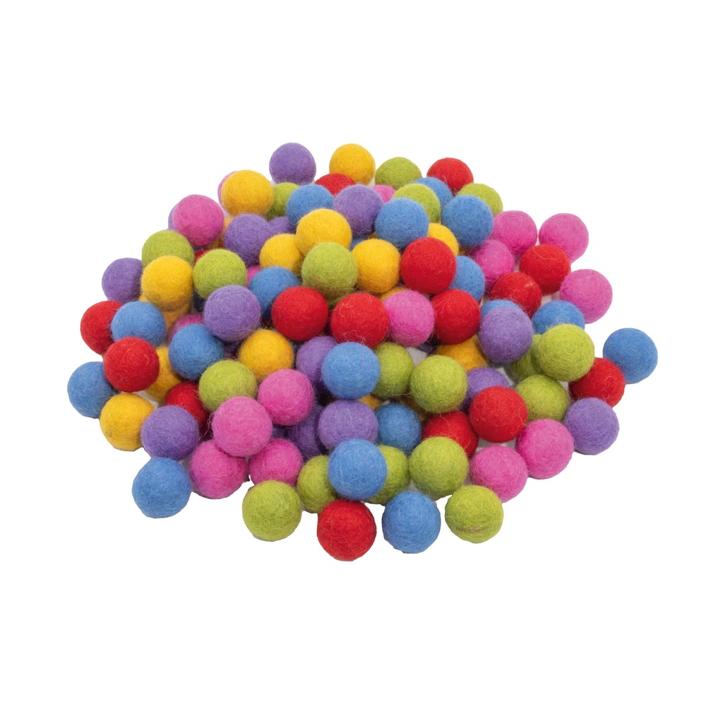 Filzkugeln Regenbogen klein Einzelstück