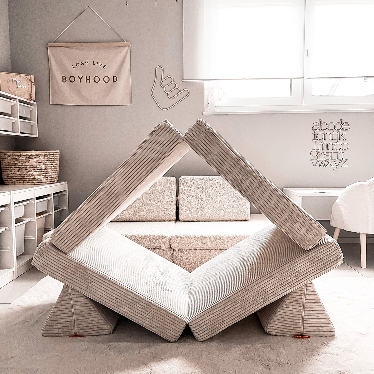 Mini Spielsofa Cord Creme Beige