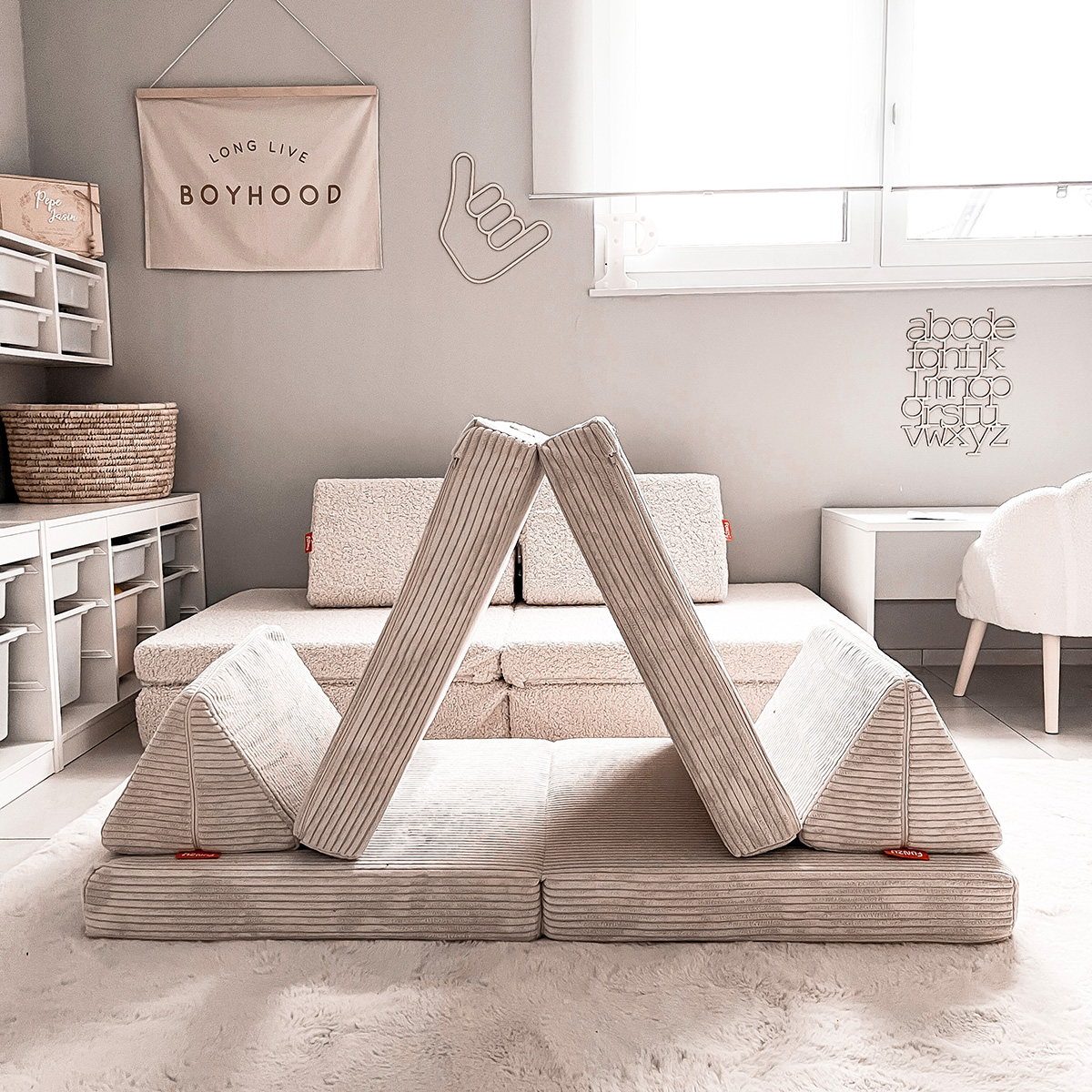 Mini Spielsofa Cord Creme Beige