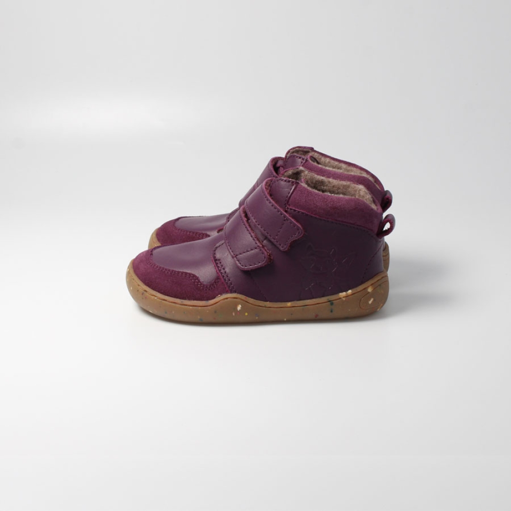 Barfußschuh waschbärSTYLE pflaume Wolle
