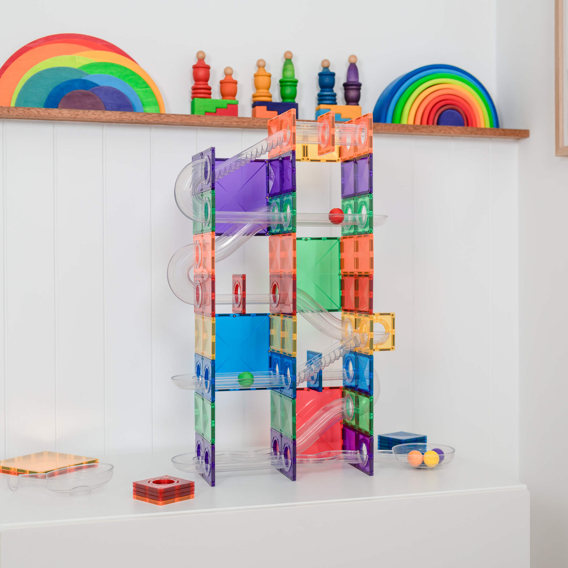 Kugelbahn Super Ball Run Rainbow 134 tlg.