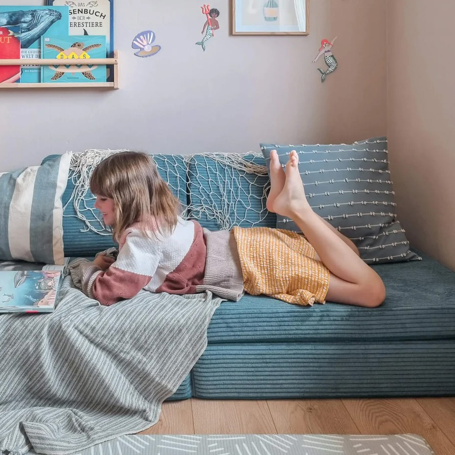 Spielsofa Cord Lagune Blau