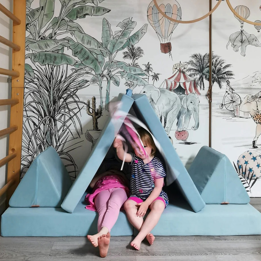 Spielsofa Velours Arktis Blau