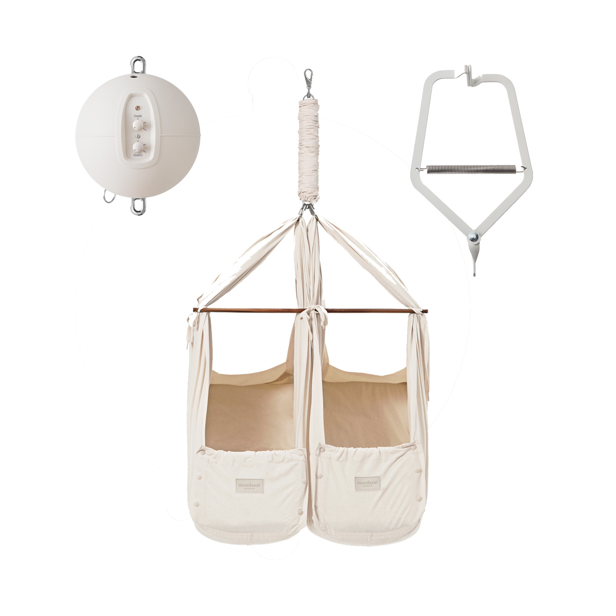 Federwiege Set Zwillinge mit Motor Connect & Türklammer