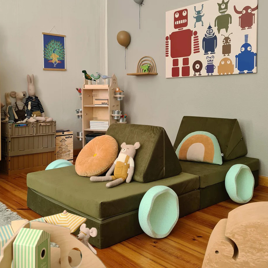 Spielsofa Velours Schildkröten Grün