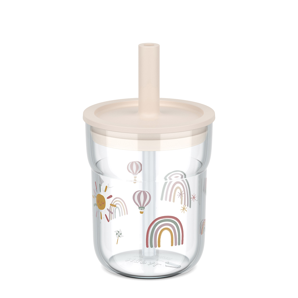 Trinkglas Mio 250 ml mit Trinkhalm Sunshine & Rainbow