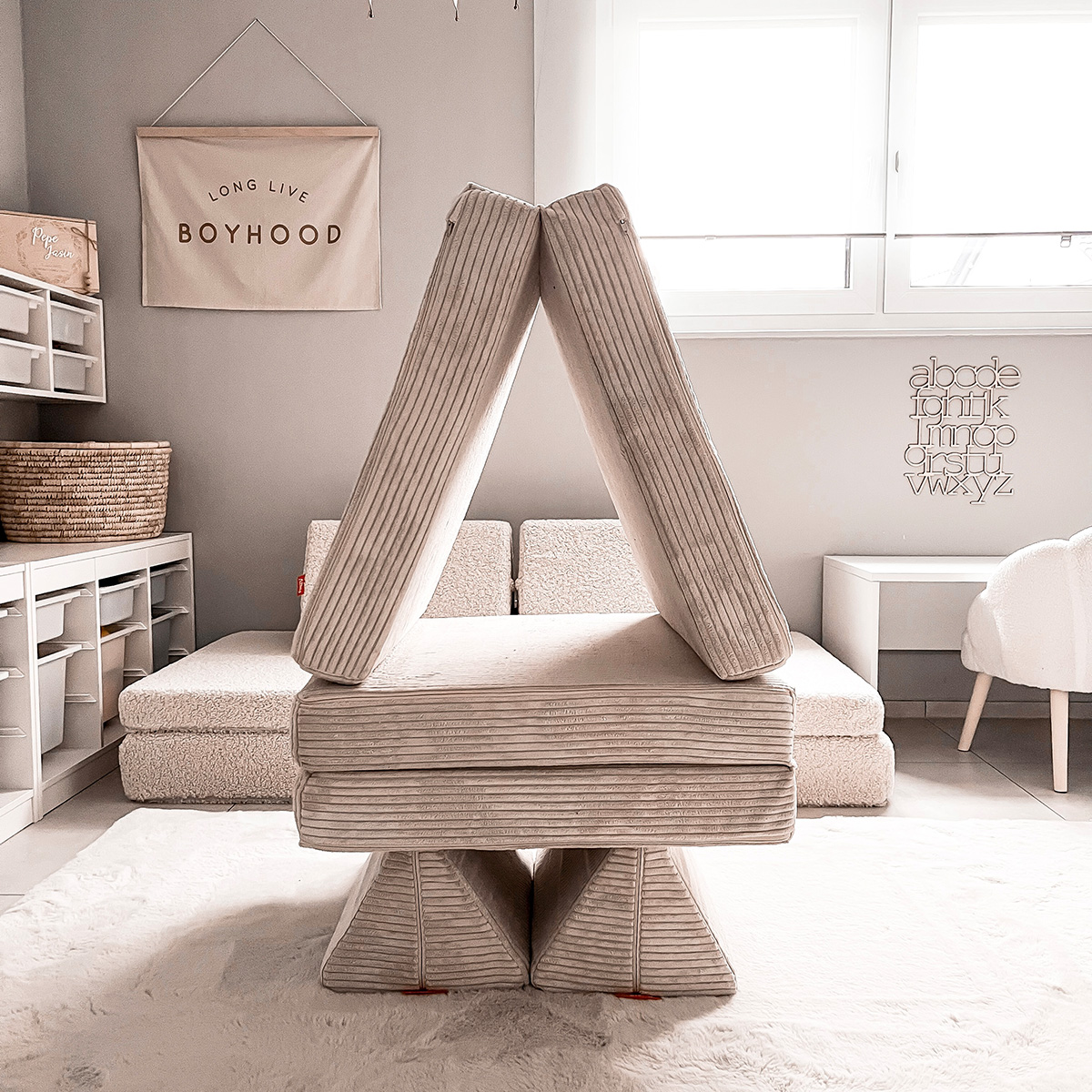 Mini Spielsofa Cord Creme Beige