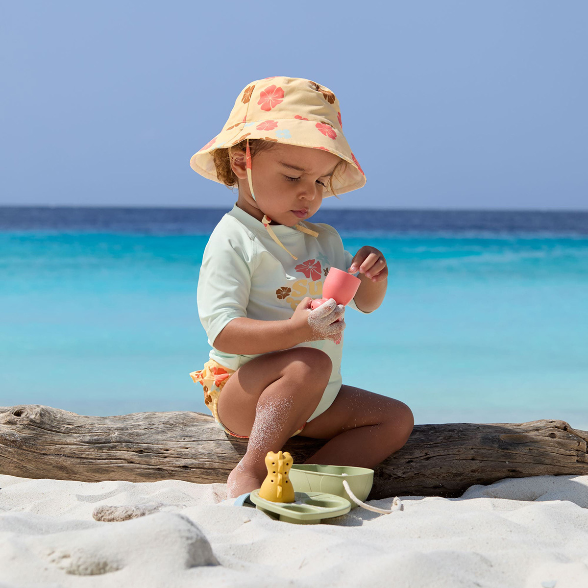 UV-Shirt kurzarm Flowers Sea Foam