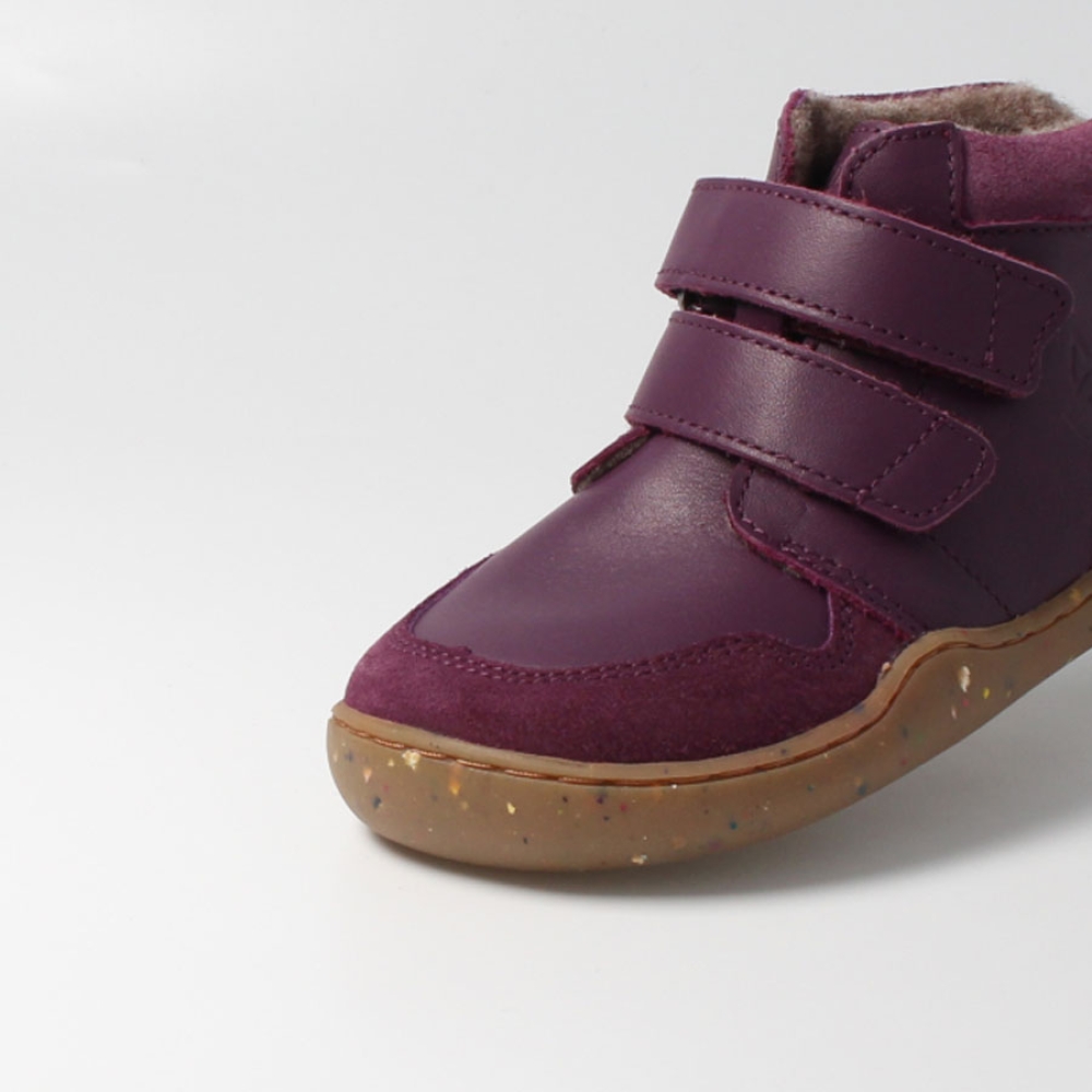 Barfußschuh waschbärSTYLE pflaume Wolle
