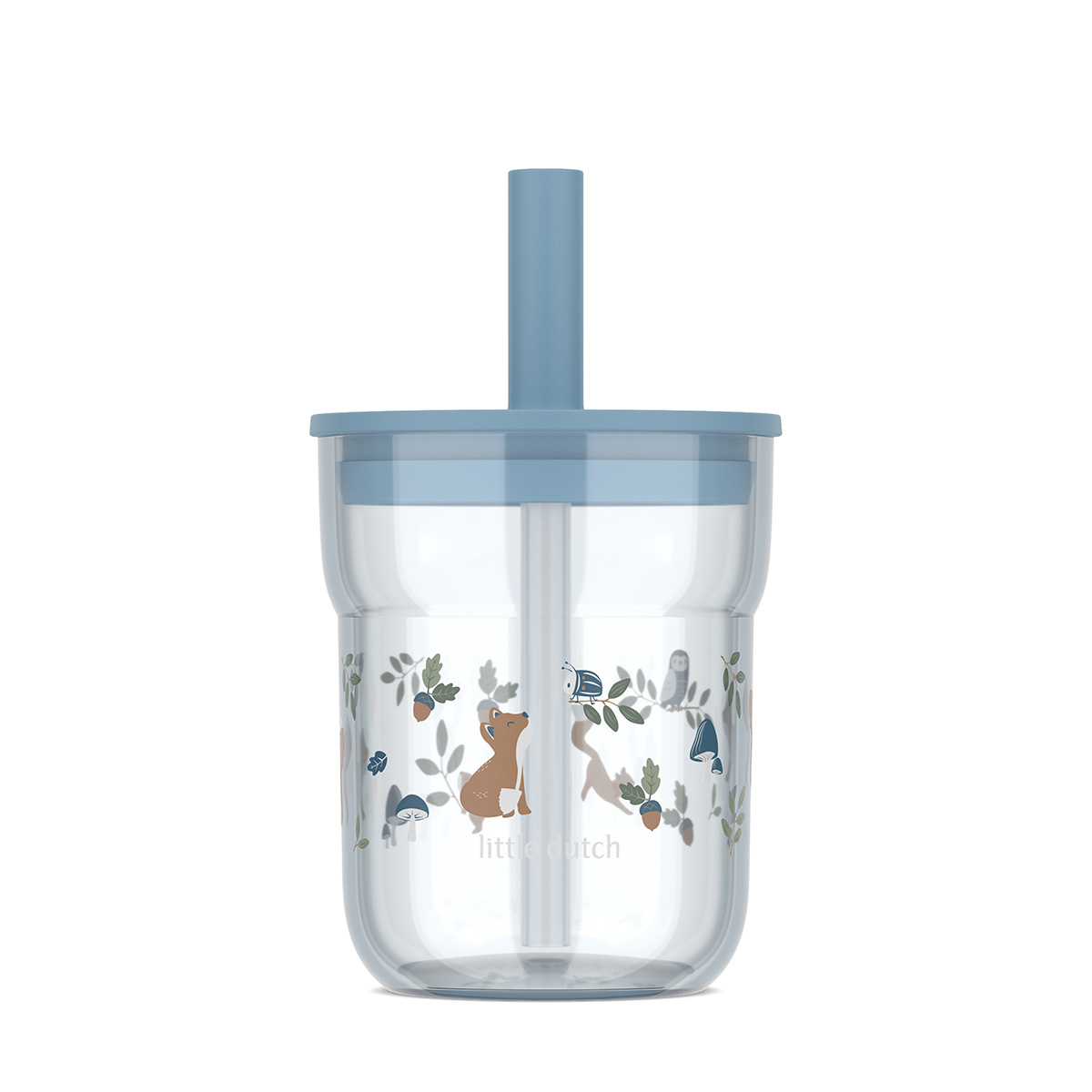 Trinkglas Mio 250 ml mit Trinkhalm Forest Friends