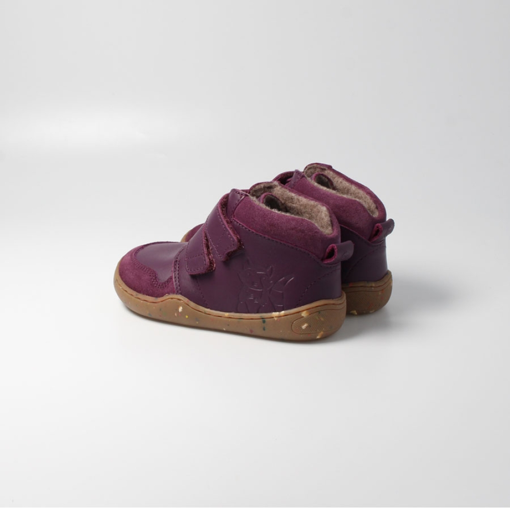 Barfußschuh waschbärSTYLE pflaume Wolle