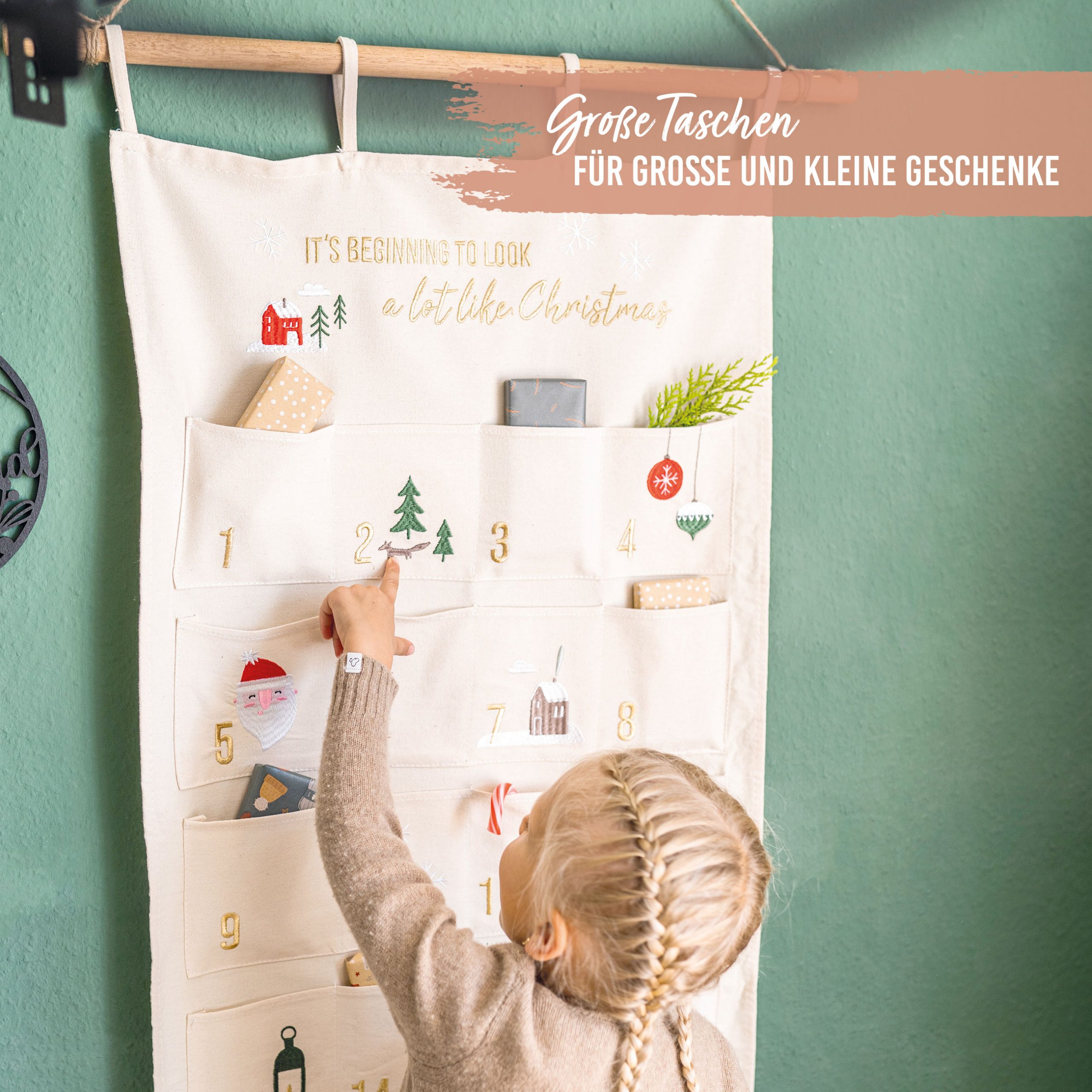 Adventkalender Beige / Gold