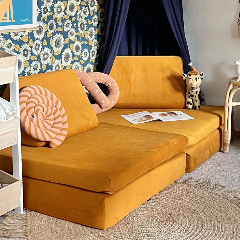 Spielsofa Velours Honig Gelb