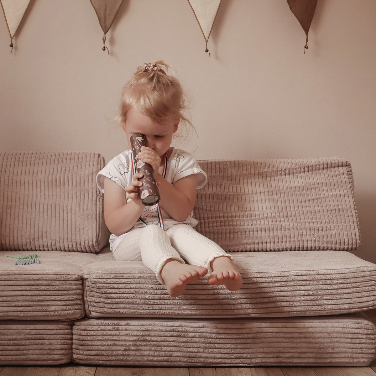 Mini Spielsofa Cord Kirschblüte Rosa