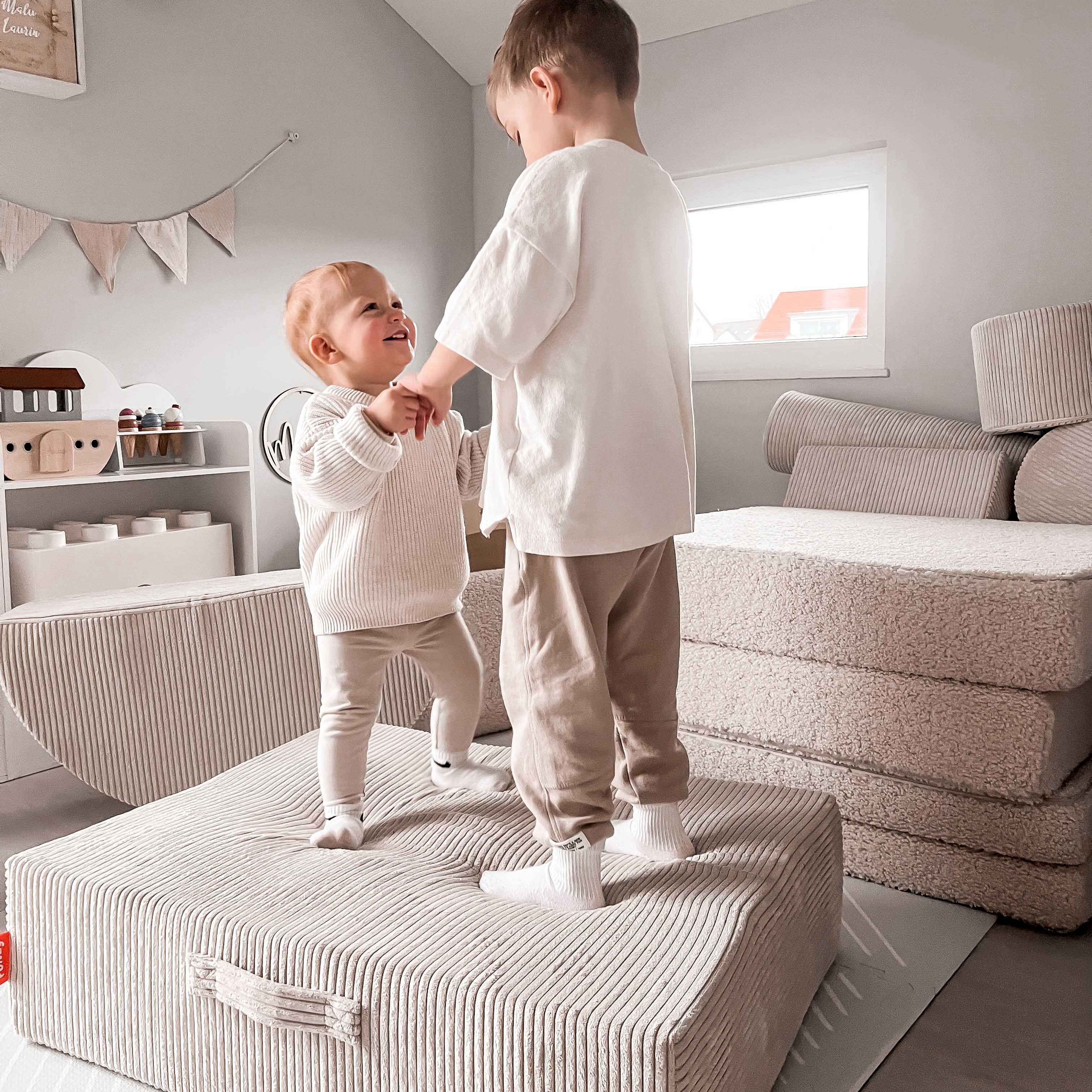 Hüpfpolster Cord Creme Beige