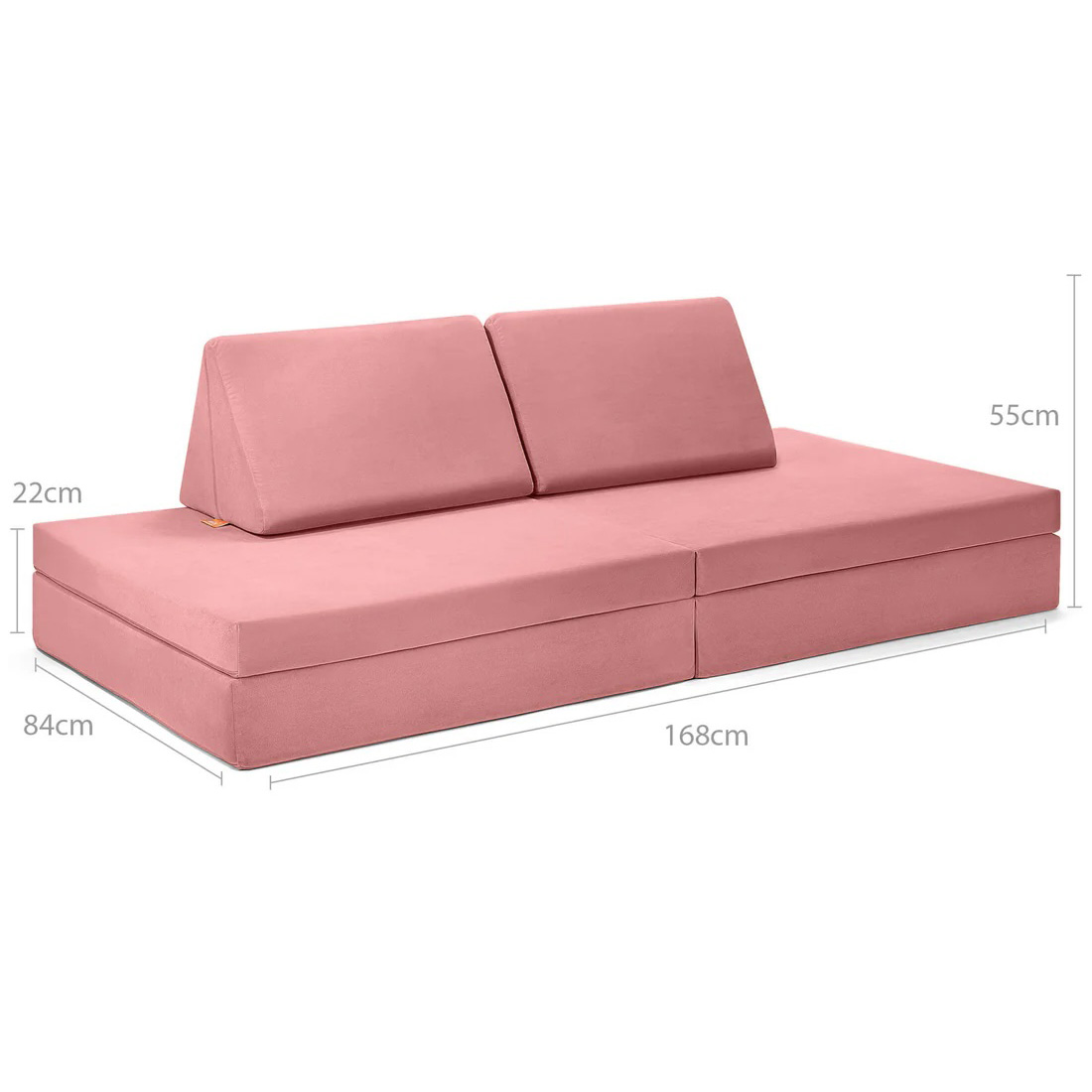 Spielsofa Velours Korallen Altrosa