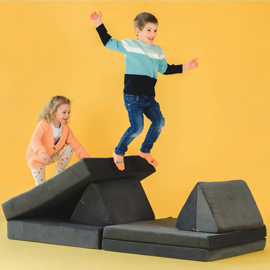 Spielsofa Velours Elefant Grau