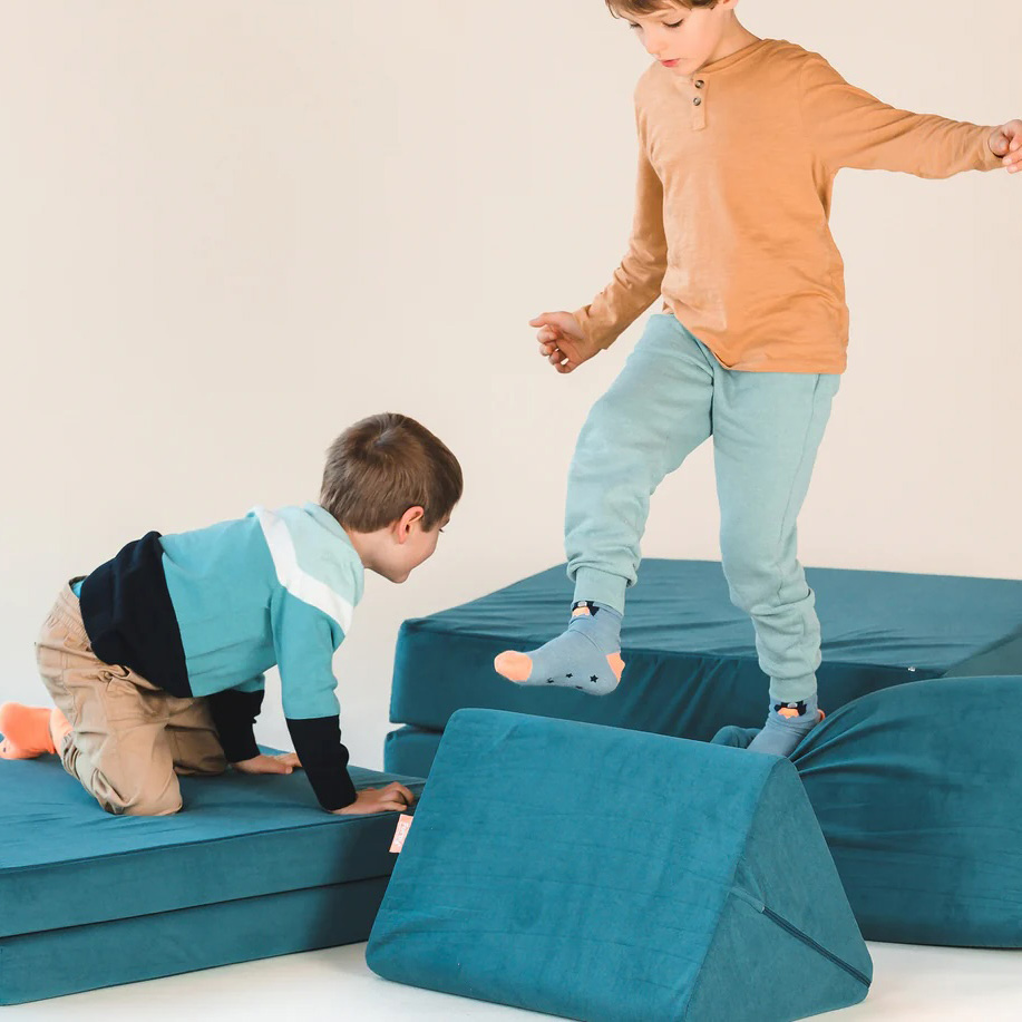 Spielsofa Velours Dino Türkis