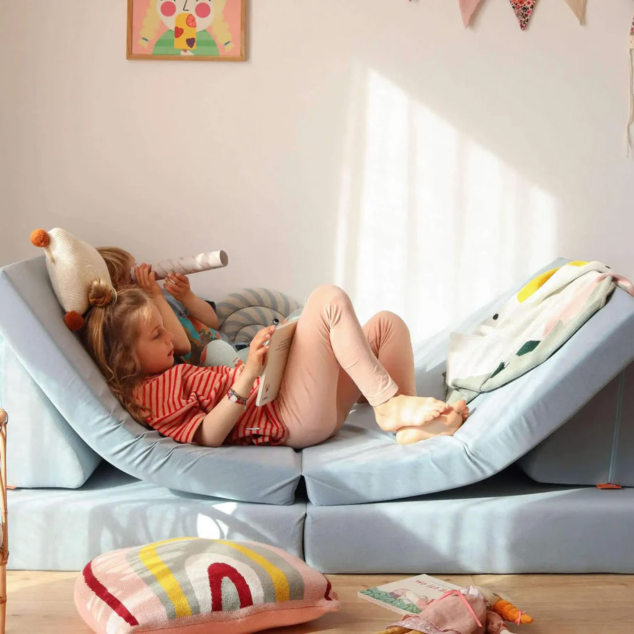 Spielsofa Velours Arktis Blau